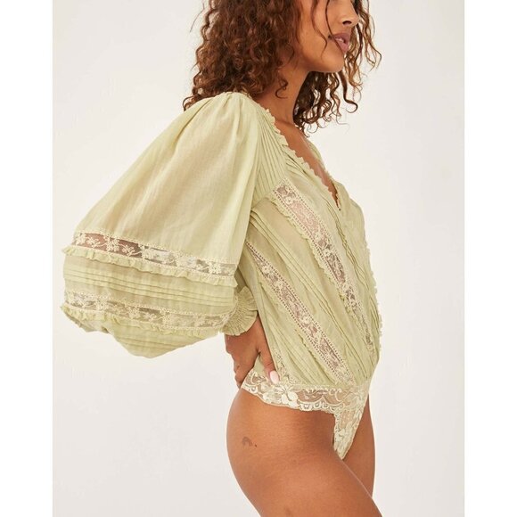 Free People The Eloise Bodysuit / Sage Mint / S - Picture 4 of 8